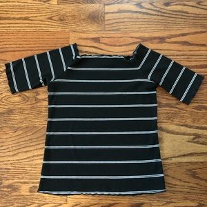 Women’s off the shoulder Black/White Stripe Top